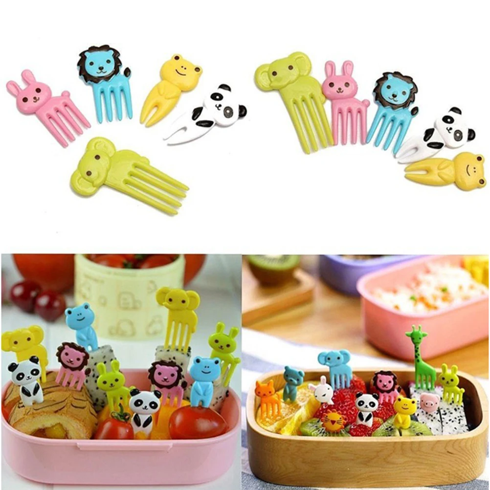 30 pcs Mini Fruit Forks Cartoon Animals Cute Salad Tableware Food Picks Party Supplies for Appetizer Lunch Box Pastry Sandwich | Дом и сад