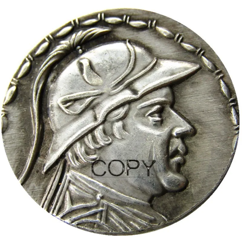 G(46) GRECO-BACTRIAN королевство. Eucratides I the Great(ca. 170-145 BC). Посеребренная Имитация монеты