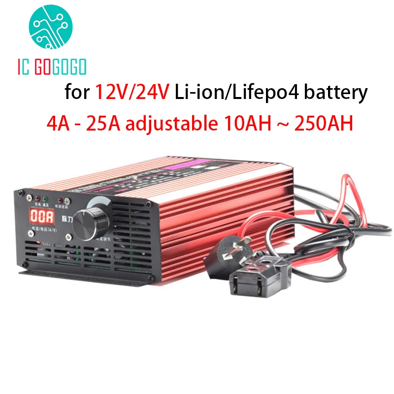 12V 24V 14,6 V 16,8 V 29,2 V 12,6 V Li-Ion Lifepo4 литий Батарея Зарядное устройство Регулируемый 5A 10A 15A 20A 25A Быстрая зарядка 3S 4S 6S фотоаппаратов моментальной печати 7S 8S