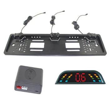 

Car Parking Sensorreversing Radar European License Plate Camera Front Back Electronetic Monitor System 3 Sensors