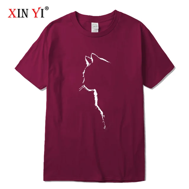 XINYI Men's T-shirt Top Quality 100% cotton short sleeve cool cat print casual loose men t shirt o-neck t-shirt men tee shirts LS-2018312