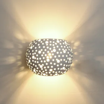 

Modern Led Wall Lamp Up and Down Indoor Plaster Nordic Wall Lights Spherical Hollow Gypsum Wall Sconce Home Lighting Fixture G9