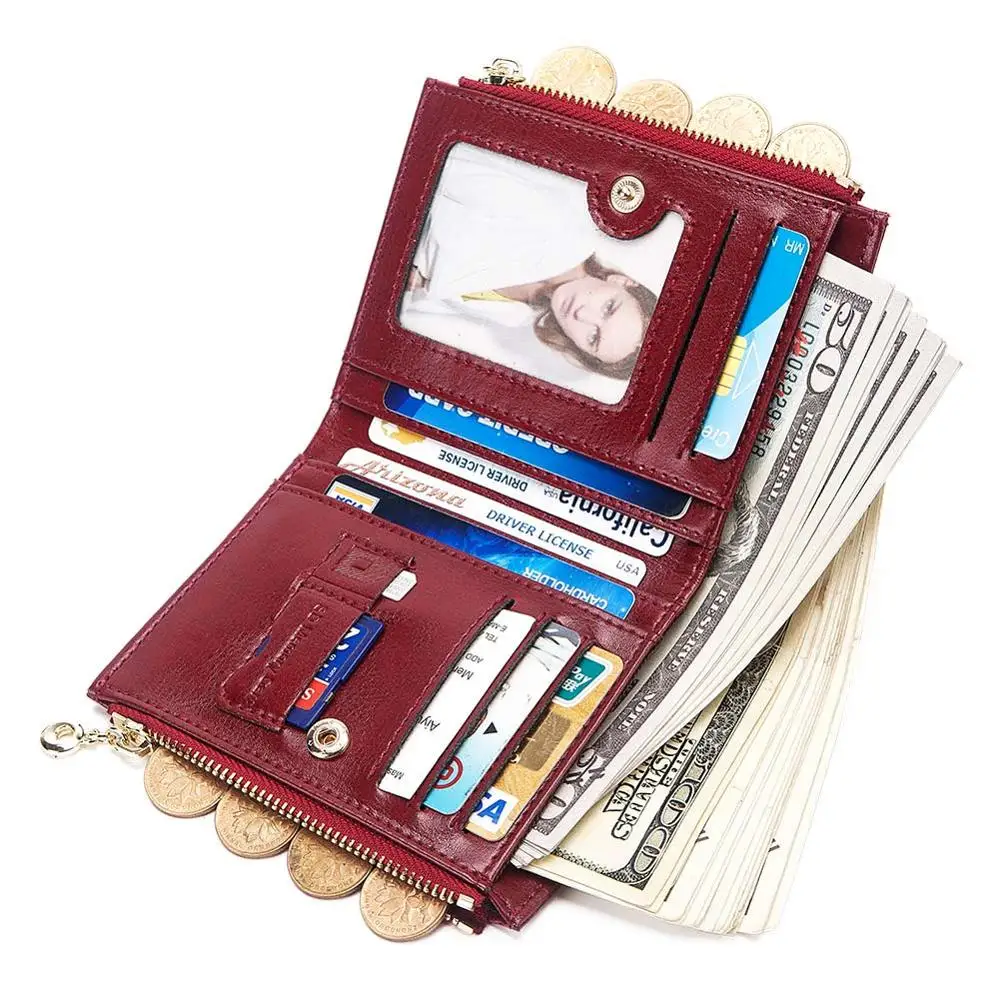 GZCZ Rfid кошелек из натуральной кожи женский кошелек для монет модные короткие кошельки бумажники-зажимы для денег сумка для денег