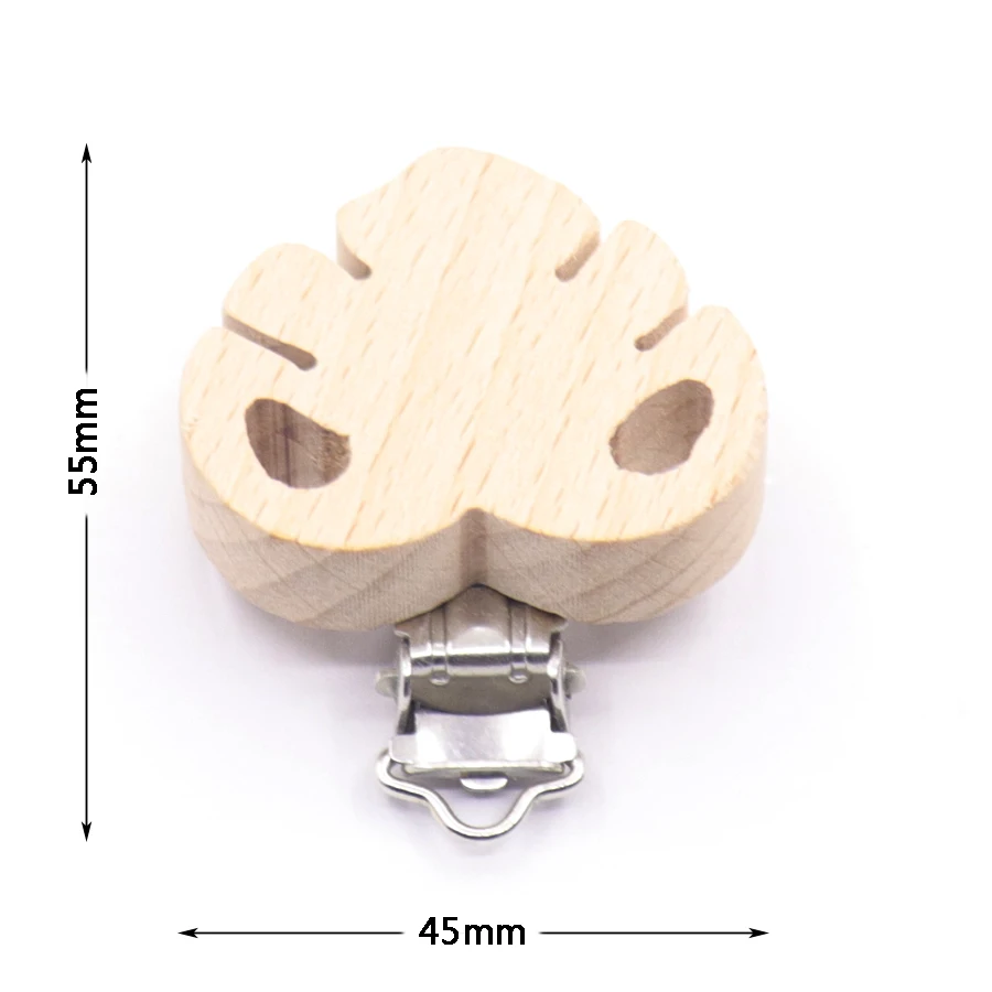 5Pcs/Lot Food Grade Beech Wooden Clip Animal Heart Shape Dummy Clip for Baby Teething Pacifier Chain Holder DIY Accesories 2