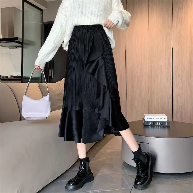 Ruffles Skirts Free Shipping Women Pleated Soft Tender Female High Waist Autumn Newest Clothes Students Daily Faldas Skirt tutu skirt