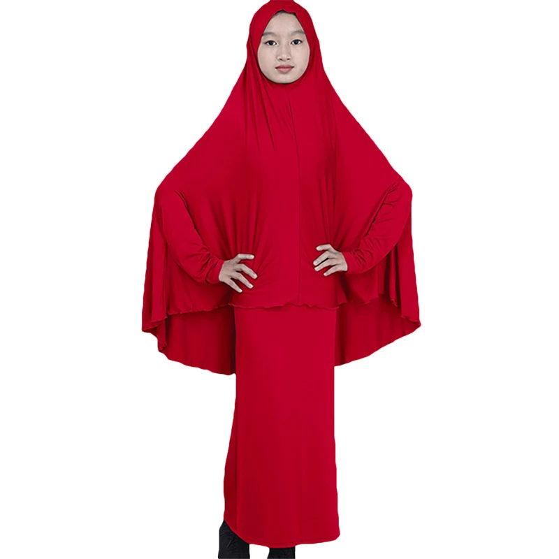 Традиционный хиджаб Abaya одежда для девочек из двух частей мусульманская