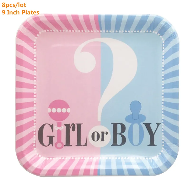 1 комплект пол раскрывает партии девочка или мальчик одноразовая посуда детский душ Девочки Мальчики тарелка чашки день рождения принадлежности для украшения стола - Цвет: 9inch plate