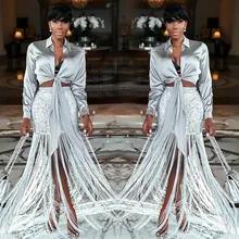 Bkld Осенняя Лоскутная Женская модная облегающая юбка для латиноамериканских танцев, для ночного клуба, сексуальная эластичная высокая талия, с блестками, длинная юбка с бахромой