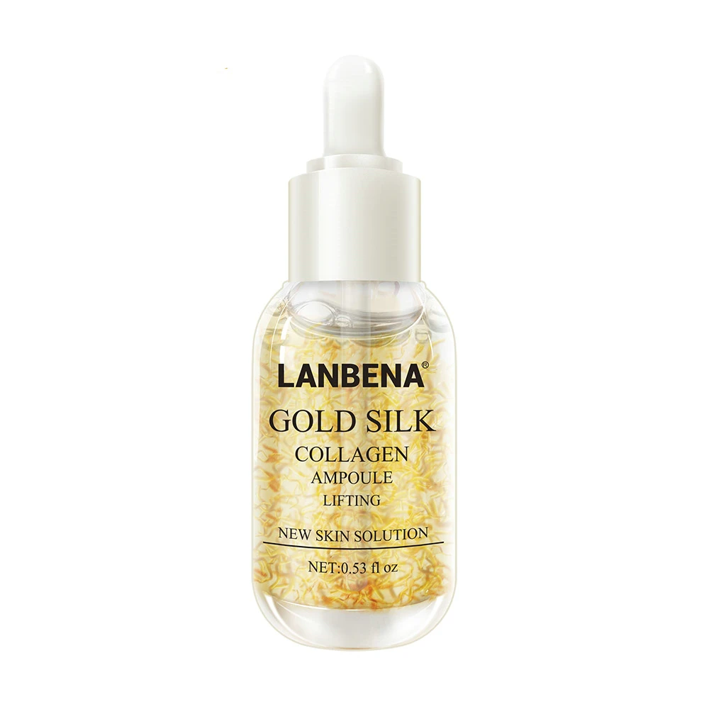 Gold Silk Сыворотка для лица ампульная коллагеновая Гиалуроновая кислота Эфирное Масло жидкое отбеливание питательная Увлажняющая сыворотка для лица Уход за кожей лица - Вес нетто: Gold Silk