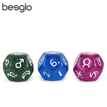 

3pcs Multicolor 12 Sided Dice for Astrology Tarot Constellation Divination