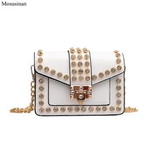 Женские сумки через плечо с цепочкой, новинка, модная маленькая квадратная сумка со стразами, Высококачественная кожаная сумка на плечо, женская сумка-мессенджер