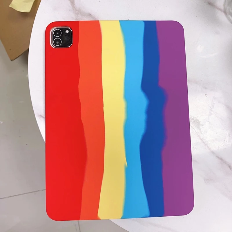 

For Apple iPad pro 12.9 11 inch 2020 case For iPad Air 10.9 10.5 10.2 9.7'' mini 4 5 2019 tablet rainbow liquid silicone Shell