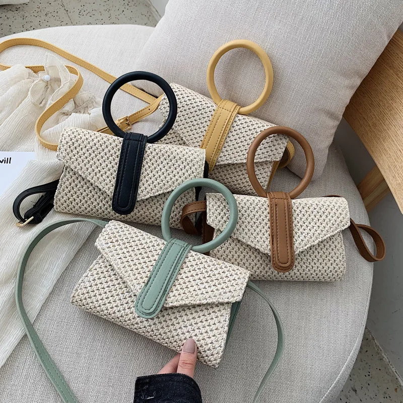 

Bohemian Rattan Female Beach Handbag Circle Lady Weave Messenger Bag Women Straw Bags