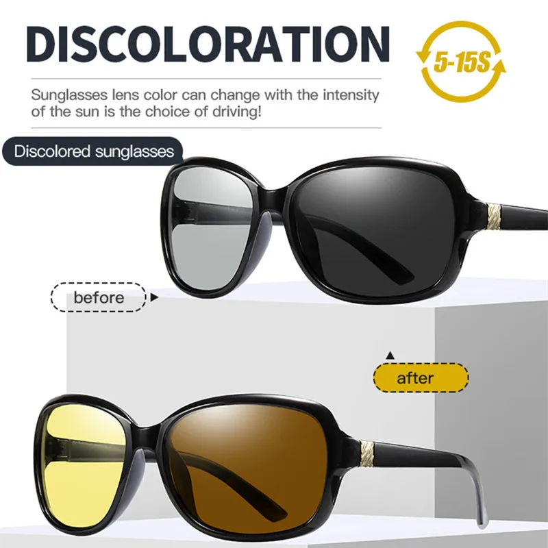 

2021 New Retro Women Sunglasses Polarized Driving Photochromic Day Night Vision Goggle Glasses Women UV400 lentes de sol hombre