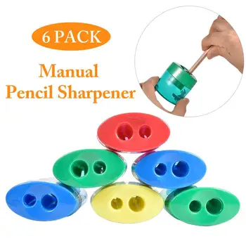 

6pcs Double Pencil Sharpener Single Hole Double Hole Multifunctional Sharpener For Office Stationery Kids School Home