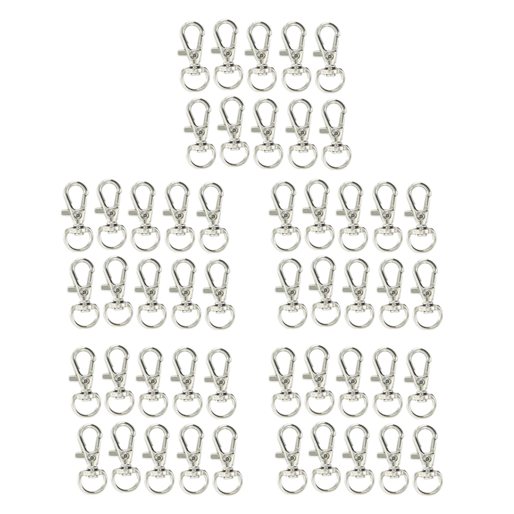 50 Swivel Trigger Clips Snap Hooks Lobster Clasp Keychain Bag Craft DIY Findings