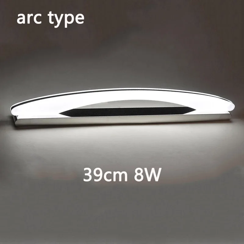 arc 39cm 8W Современный светодиодный передний зеркальный светильник Настенный бра крепеж 100-240 В для ванной комнаты из нержавеющей стали водонепроницаемое домашнее освещение - Испускаемый цвет: arc 39cm 8W