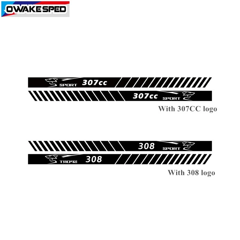 2pcs Car Stickers For Peugeot 308 307CC Door Side Skirt Sport