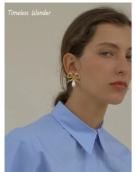 

Timeless Wonder Glam Bowknot Faux Pearl Statement Stud Earrings Women Jewelry Gothic Boho Designer Ins Trendy Kpop Fine Mix 2338