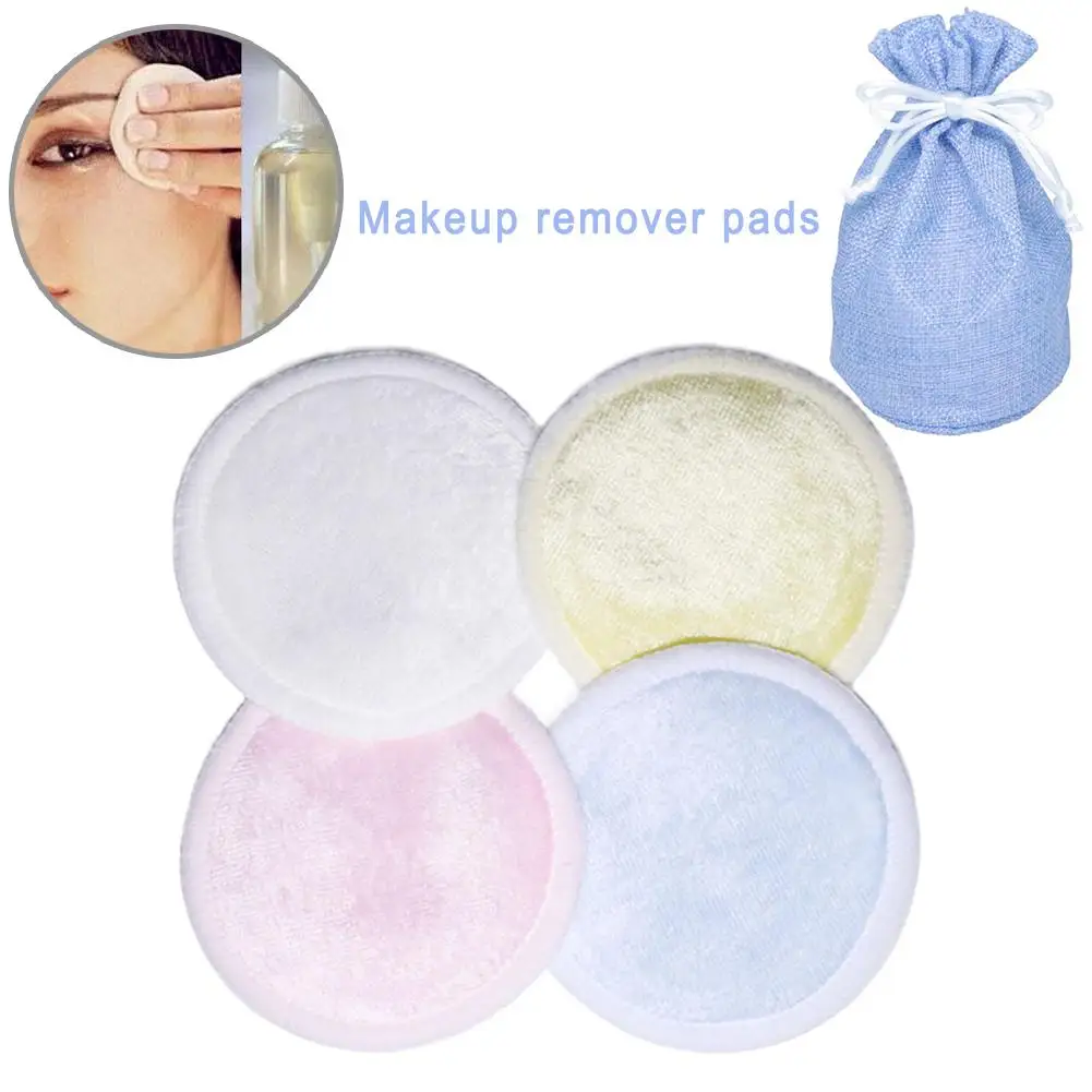 4Pcs/lot Reusable Make up Facial Remover Cotton Pads Puff Double layer Nail Art Cleaning Wipe Pads Washable Natural Microfiber