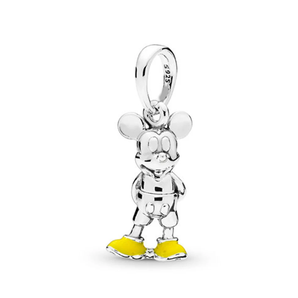 

925 Silver Pendant Bead Charm fit Lady Bracelet Bangle Cartoon Mouse Mickey Dangle Enamel DIY Jewelry