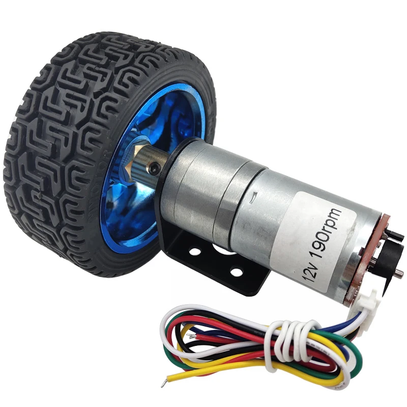 130rpm DC 12V Electric Gear Box Motor Speed Reduction with 65x26mm Wheel Tire 