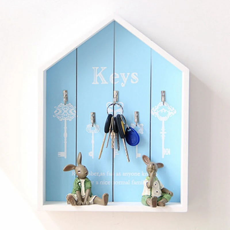 Wall-mount Handmade Wooden Key Hook Home Wall Decoration Multi-purpose Wall Hanging Hook for Keys Ring Storage Holder Key Hanger