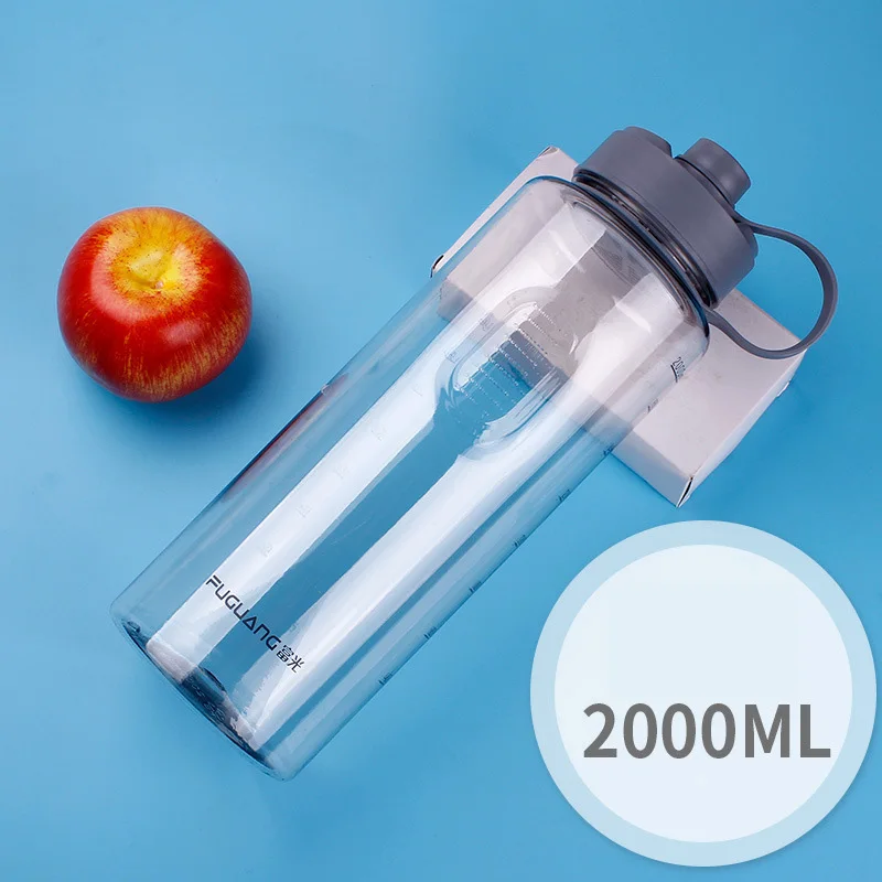 1000 мл 2000 мл спортивные бутылки для воды герметичное уплотнение сопла бутылка для лимонной воды с крышкой BPA чашка кружка пространство питьевой бутылки - Цвет: 2000ml Grey