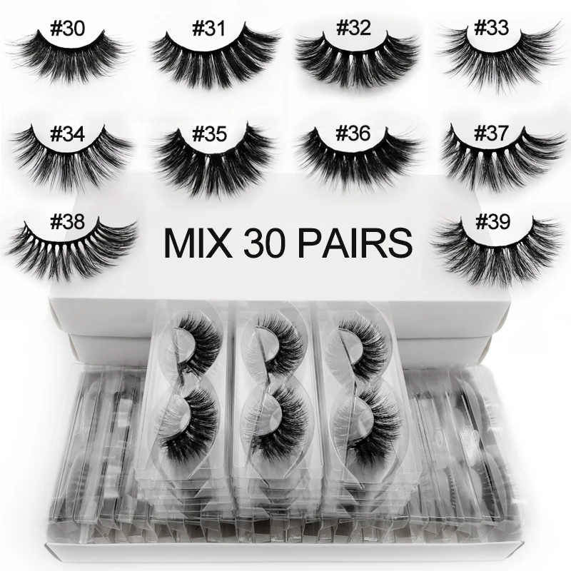 

Wholesale 3D lashes 20/30/40/50/100 pairs soft fluffy lash dramatic false eyelash extension makeup mink cilios in bulk faux cils