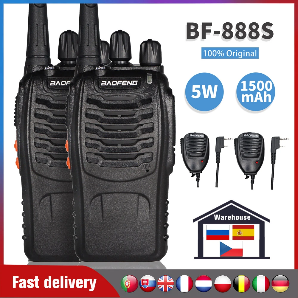 Baofeng-walkie-talkie de bf-888s, Radio bidireccional portátil de 6KM, bf888S, UHF, 400-470MHz, de mano, Radio Ham CB 888S, transceptor FM, 2 uds.