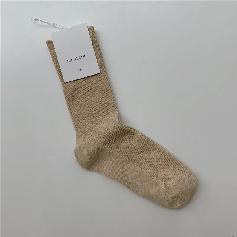 khaki SP& CITY Harajuku, простые однотонные женские теплые носки, женские зимние толстые мягкие хлопковые носки, сохраняющие тепло, полосатые короткие носки, женские носки - Цвет: khaki