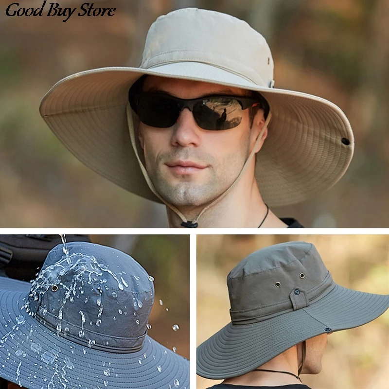 Men Outdoor Sun Hat Oversized Wide Brim Headwear Fashion Camping