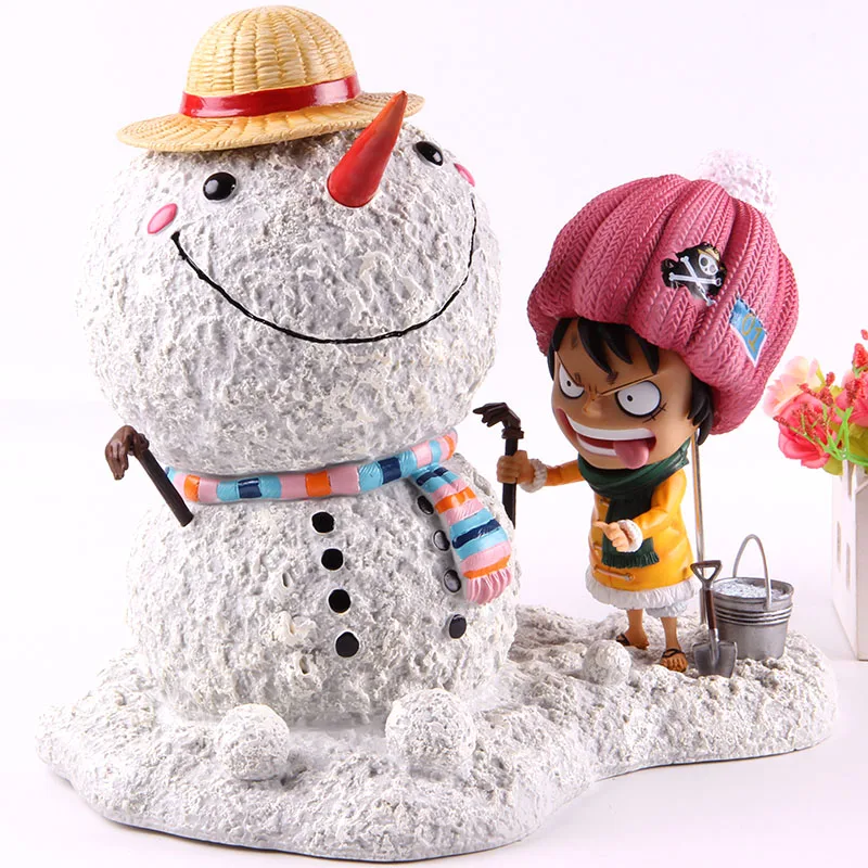 

One Piece Figure Luffy Snowman Anime Action Figure Monkey D Luffy DIY Snowman PVC Collectible Model Toy Christmas Gift