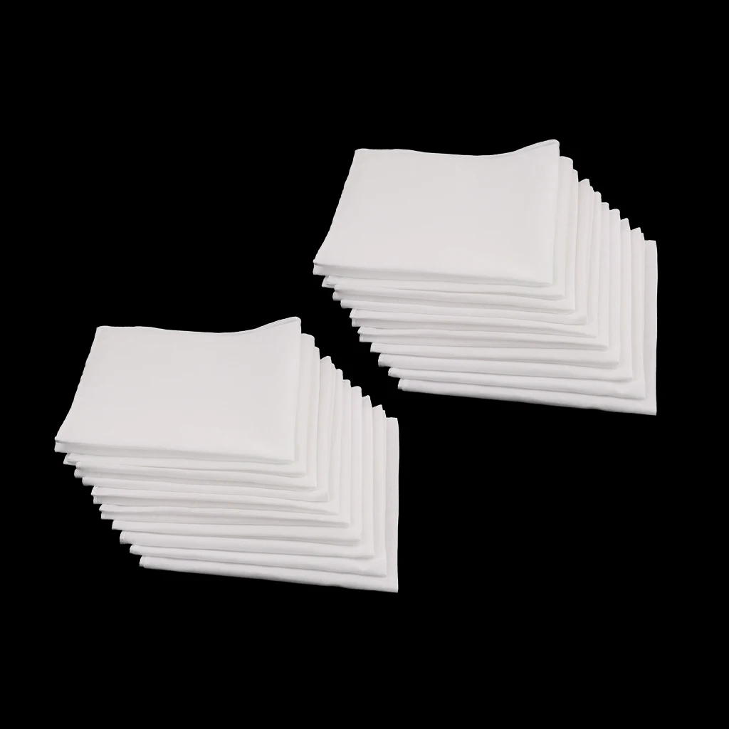 20x Men Women 100% Cotton White Handkerchiefs Comfy Hanky Party Hankies