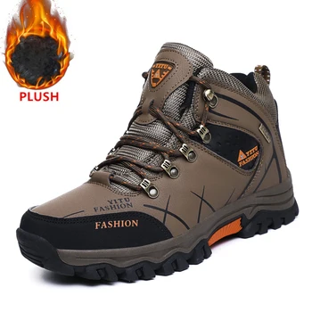 Brand Men Winter Snow Boots Waterproof Leather Sneakers Super Warm Men's Boots Outdoor Male Hiking Boots Work Shoes Size 39-47 1