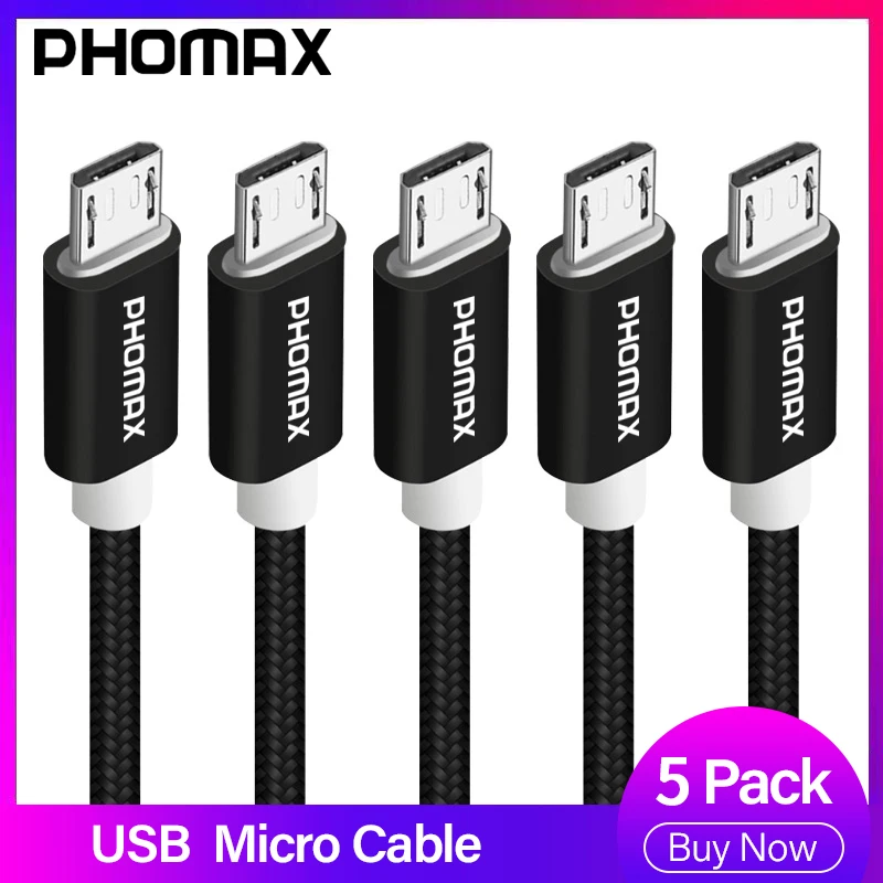 PHOMAX 5 шт микро USB кабель с нейлоновой оплеткой 1 м/2 м/3 м Синхронизация данных