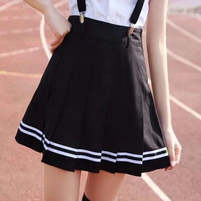 Летний комплект школьной формы, школьная форма, костюм моряка с галстуком, костюм японской школьной формы, милый костюм для девочек - Цвет: black skirt