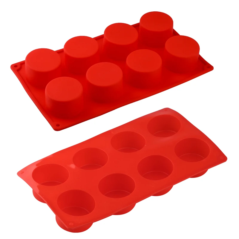 Red Silicone Pudding Mold Cake Pastry Baking Round Jelly Gummy Soap Mini Muffin Mousse Cake Decoration Tools Bread Biscuit Mould - Цвет: Red