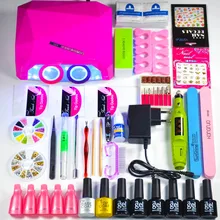 Набор для маникюра, 6 гелей, лак для ногтей, 36 Вт, УФ лампа, лак для ногтей, все для ногтей, УФ цветной гель, набор для полировки ногтей, набор