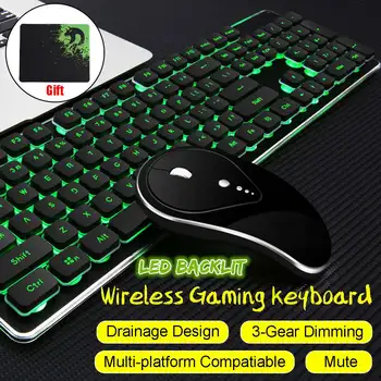 

Wired /Wireless Gaming Keyboard and Mouse Set Rainbow Backlit USB Keyboard RGB LED Mouse Pad Combo Set For PC Gamer Laptop