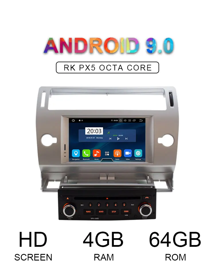 Discount LJHANG Android 9.0 Car Radio DVD Player For Citroen C4 Quatre Triumph 2004-2012 Multimedia Auto Stereo GPS WIFI IPS 8 Core USB 1