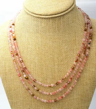 

New 3 rows 4mm faceted multicolor watermelon tourmaline Jewelry necklace