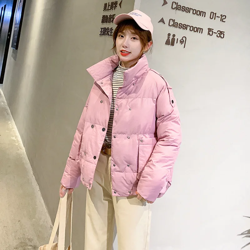 

Cotton-padded Clothes Women's Short 2019 Winter New Style Korean-style Stand Collar Coat Small Cotton-Padded Jacket Women's Loos