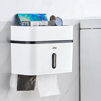 

Toilet Paper Holder Hygienic Paper Dispenser for Bathroom Wall-mounted Tissue Box Multifunction Bathroom Accessories