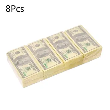 

8 Packs Napkin Paper 100 Dollar Pattern 3-Ply Wood Pulp Hand Facial Tissue