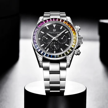 

PAGRNE DESIGN Top Brand 40mm Men's Mechanical Watches Stainless Steel 100M Waterproof Luxury Business Men's Automatic Watches
