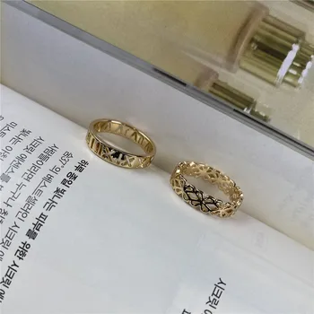 

Gorgeous Gold Color Plating Roman Numberals Hollow Around Ring For Women Brass Material Elegant Casual Decoration Jewelry Gift
