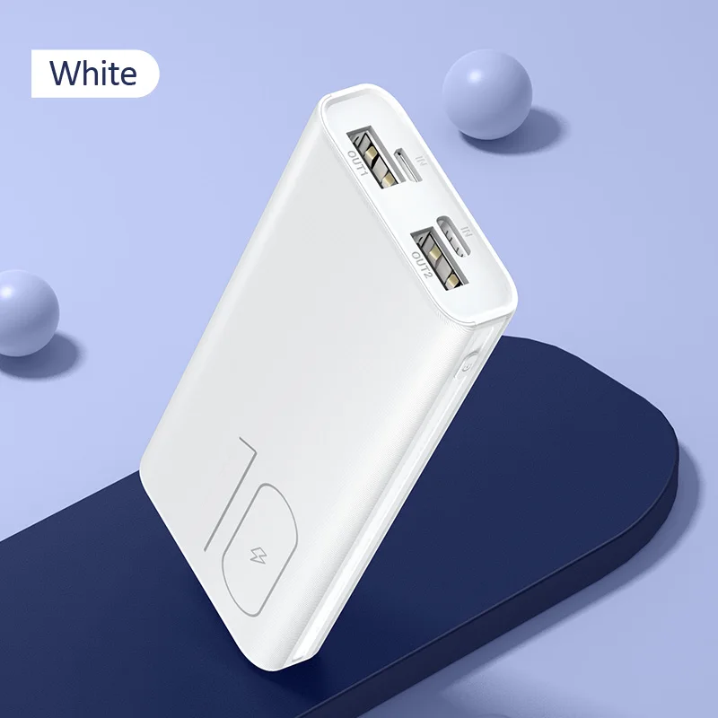 White USAMS power Bank светодиодный дисплей mi ni power bank Внешняя батарея Poverbank зарядка Pover bank с usb-кабелем для xiaomi mi iPhone - Цвет: White