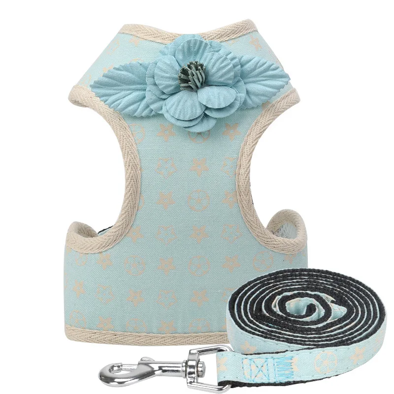 Light Blue Товары для домашних животных, собак, кошек, жилет, Цветочный стиль, поводки, ремни - Цвет: Light Blue