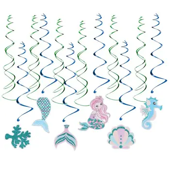 

2 Packs Of Ocean Themed Party Hanging Mermaid Spiral Ornament Summer Themed Spiral Hanging Decor Ornament Birthday Party